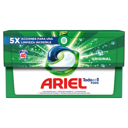 Detergente capsulas pods Ariel 40 lavados todo en 1
