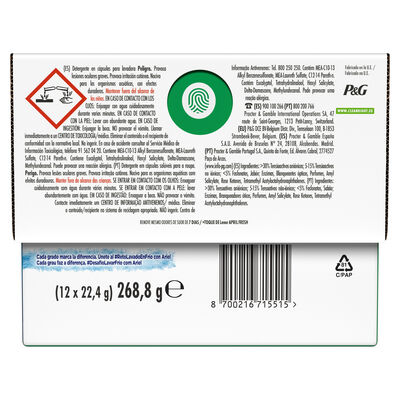 Detergente en cápsulas Ariel pods 12 lavados con toque de lenor frescor abril