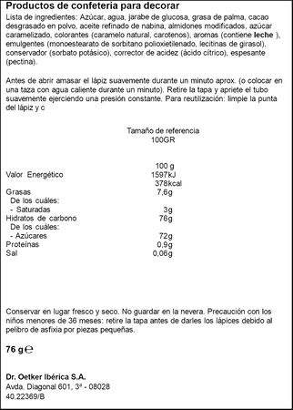 L&aacute;pices de chocolate pasteleros Dr Oetker 4uds