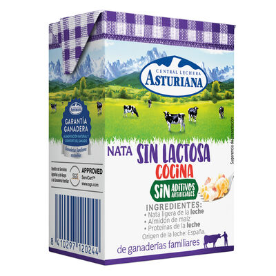 Nata para cocinar sin lactosa Asturiana 200ml