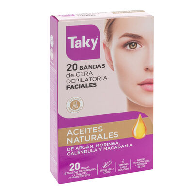 Bandas de cera depilatorias Taky beauty oil 20 uds faciales