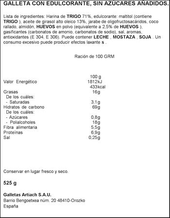 Galletas sin az&uacute;car Chiquilin 422g+103g