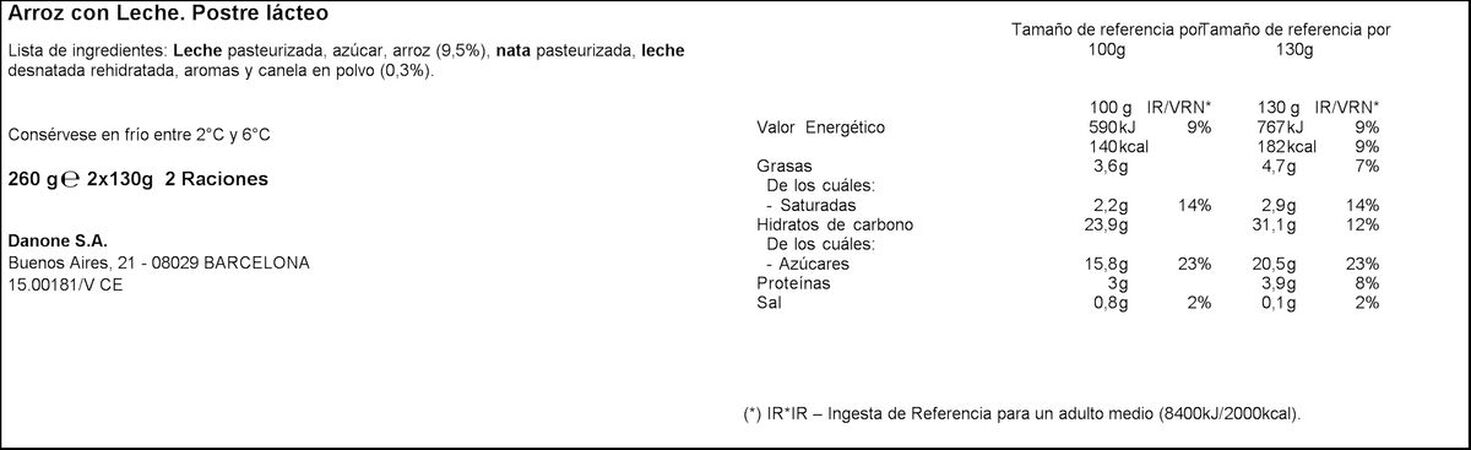 Arroz con leche Danone pack 2