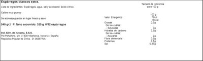 Esp&aacute;rragos blancos extra Carretilla 325g muy grueso