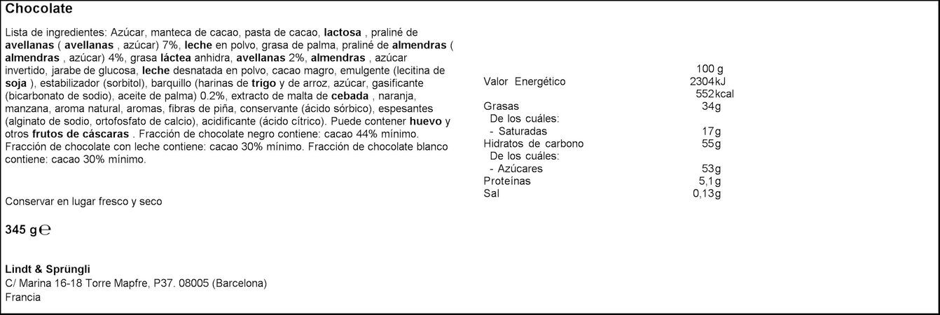 Bombón Lindt 345g dulces deseos