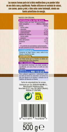 Nuez con c&aacute;scara Alipende 500g