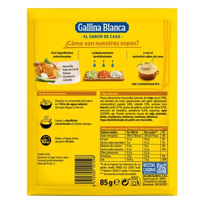 Sopa Gallina Blanca 85g pollo con maravilla