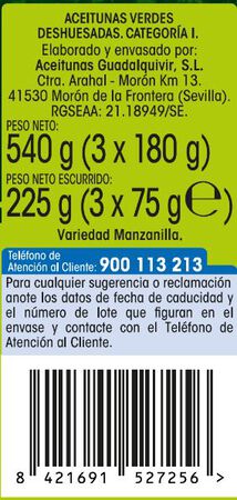 Aceitunas verdes sin hueso Alipende 75g pack 3