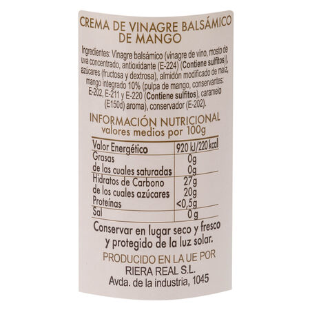 Crema de vinagre balsámico mango Vega Río 265g