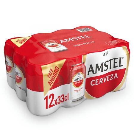 Cerveza rubia Amstel pack 12 latas 33cl