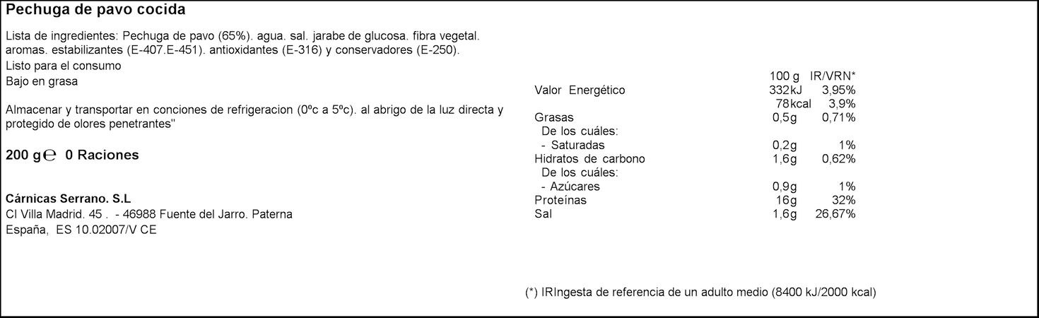 Pechuga pavo en dados Serrano 200g