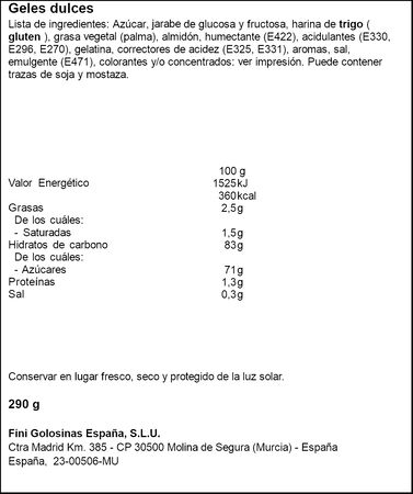 Golosina de nata y fresa Fini Finipalo 290g