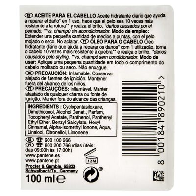 Aceite cabello Pantene 100ml repara & protege con keratina