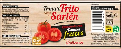 Tomate frito como en sartén sin gluten Alipende 560g