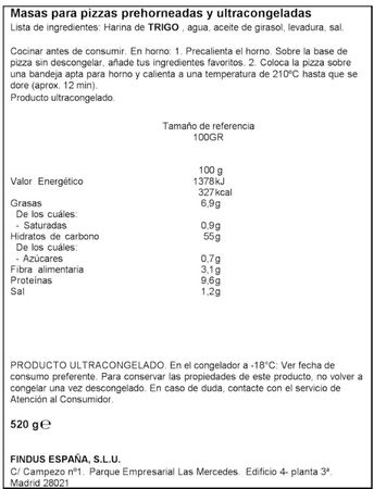 Bases de pizza La Cocinera pack 4