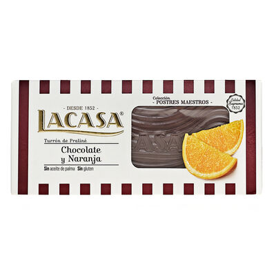 Turr&oacute;n chocolate con naranja Lacasa 225g