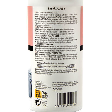 DESODORANTE EN POLVO PARA PIES BABARIA 100ML CON ALOE VERA