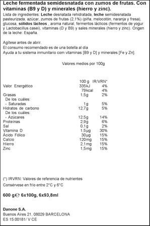 Actimel pack 6 sabor multifruta