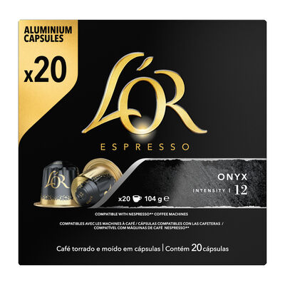Caf&eacute; expresso intensidad 12 Onyx L&acute;or 20 c&aacute;psulas