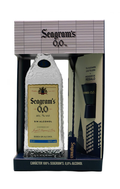Ginebra Seagram's 0,0% Sin alcohol 70cl + Cuchara coctelera + medidor
