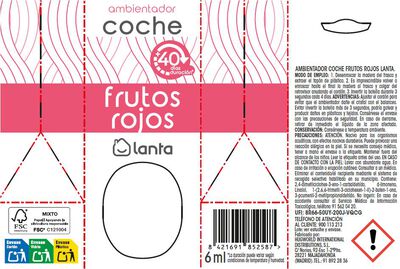 Ambientador coche Lanta 6ml frutos rojos