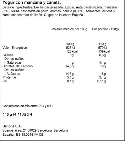 Yogur Griego Danone Pack 4 Manzana Y Canela