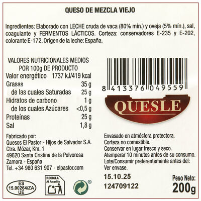Queso mezcla viejo Quesle 200 gr