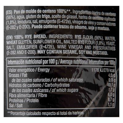 Pan de molde centeno Tradipan 450g