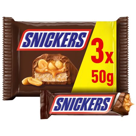 Chocolatina Snickers 3u rellena de crema de cacahuete