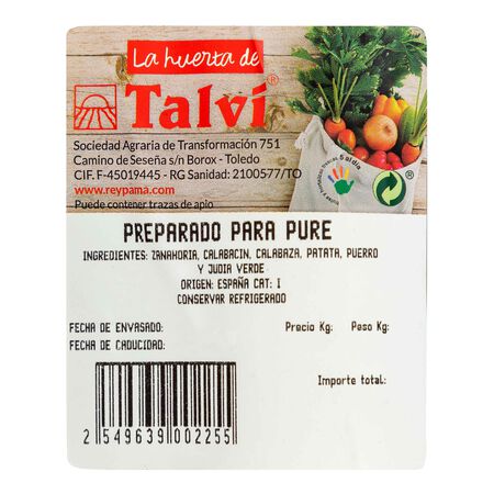 Preparado para puré de verduras 800g aproximadamente