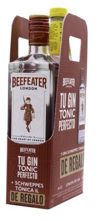 Ginebra con t&oacute;nica pack beefeater 70cl y schweppes t&oacute;nica 1l