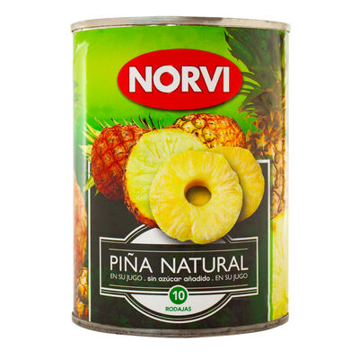Piña en rodajas al natural Norvi 340g