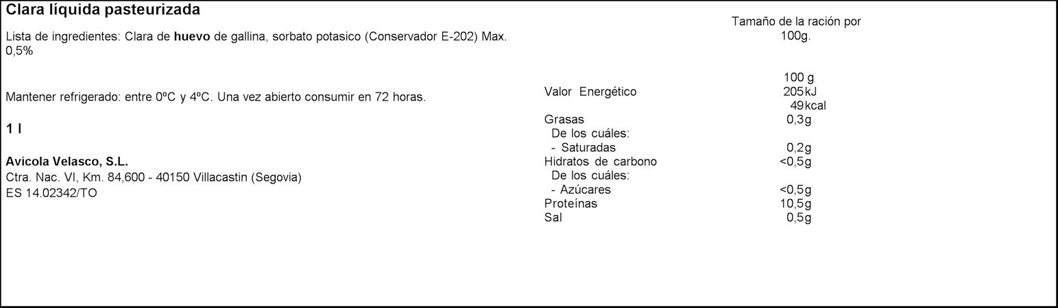 30 claras de huevo Ovonovo 1l