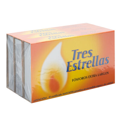 Fósforos Tres Estrellas pack 3 extralargos