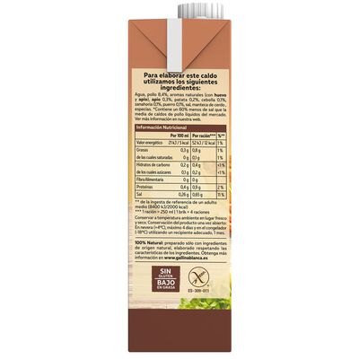 Caldo casero bajo en sal pollo natural Gallina Blanca 1l