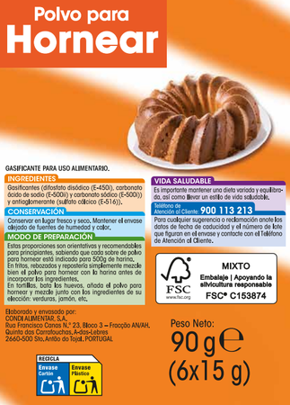 Polvo para hornear Alipende 6 sobres x 15g