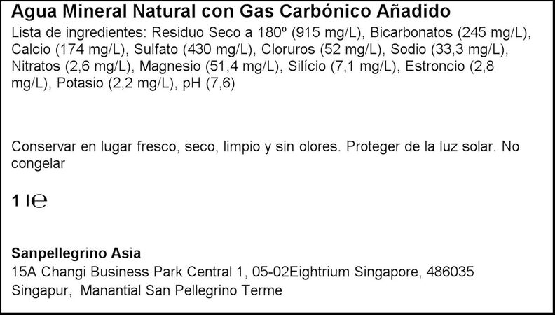 Agua con gas San Pellegrino 1l