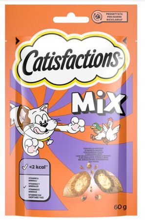 Catisfactions Premios para Gatos Sabor Mixto de Pollo y Pato 60g