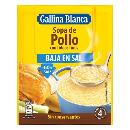 Sopa bajo en sal Gallina Blanca 68g pollo