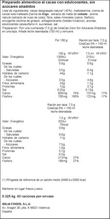 Cacao 0% azúcar añadido Colacao 325g