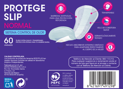 Protegeslip Bodyplus 60 unidades normal