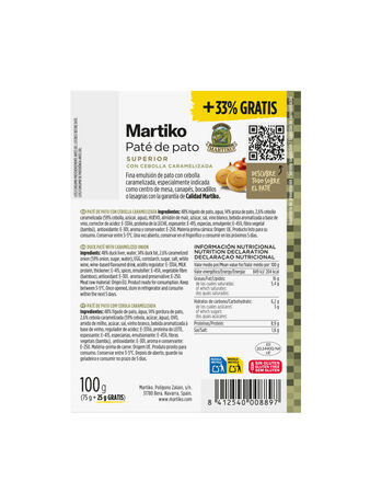 Pate de pato superior con cebolla caramelizada Martiko 75g