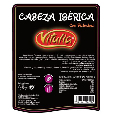 Cabeza ibérica con pistachos Vitulia