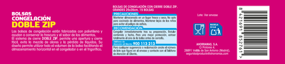 Bolsa congelaci&oacute;n doble zip Lanta 15 unidades grande