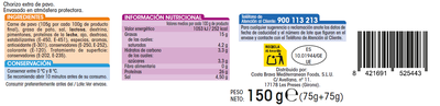 Chorizo extra de pavo calidad extra en lonchas Alipende pack 2 de 75g