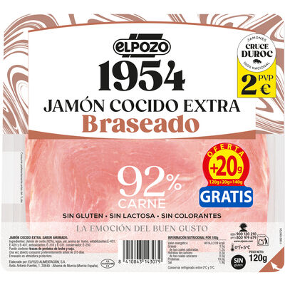 Mejor jamón cocido extra braseado 1954 120+20gr
