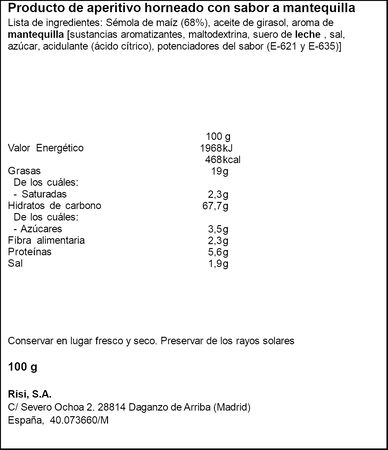 Snacks de ma&iacute;z sin gluten Jummy Risi 100g