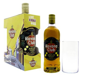Ron a&ntilde;ejo con vaso Havana Club 70cl