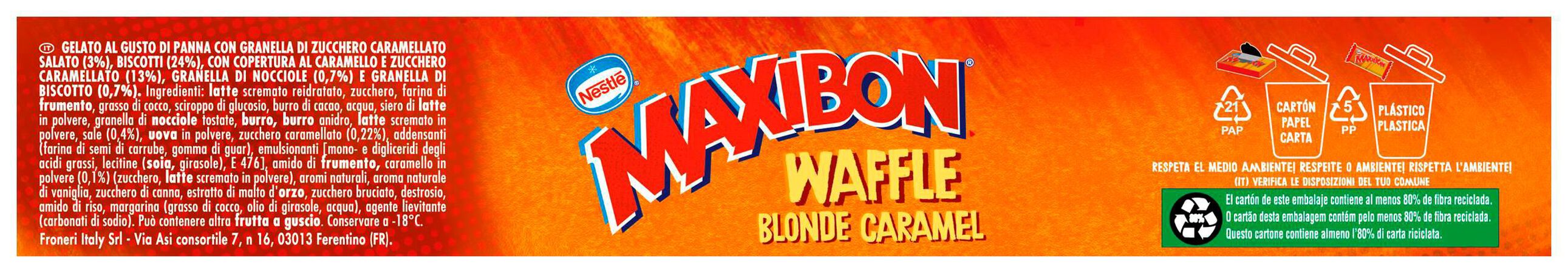 Helado Maxibon Nestlé 4 uds Waffle Blonde Caramel