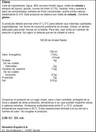 Cerveza con lim&oacute;n Amstel Radler pack 12 latas